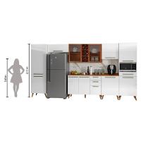 Armário De Cozinha Completa Vidro Reflecta Com Adega 11 Portas 4 Gavetas Favorita Branco/nature Nature - 2