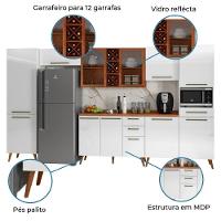 Armário De Cozinha Completa Vidro Reflecta Com Adega 11 Portas 4 Gavetas Favorita Branco/nature Nature - 3