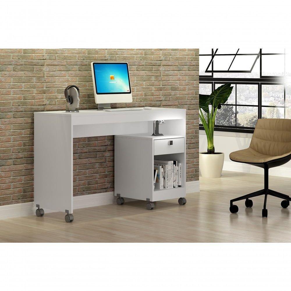 Mesa Para Computador 01 Gaveta Com Rodizio Giga Valdemoveis Branco - 2