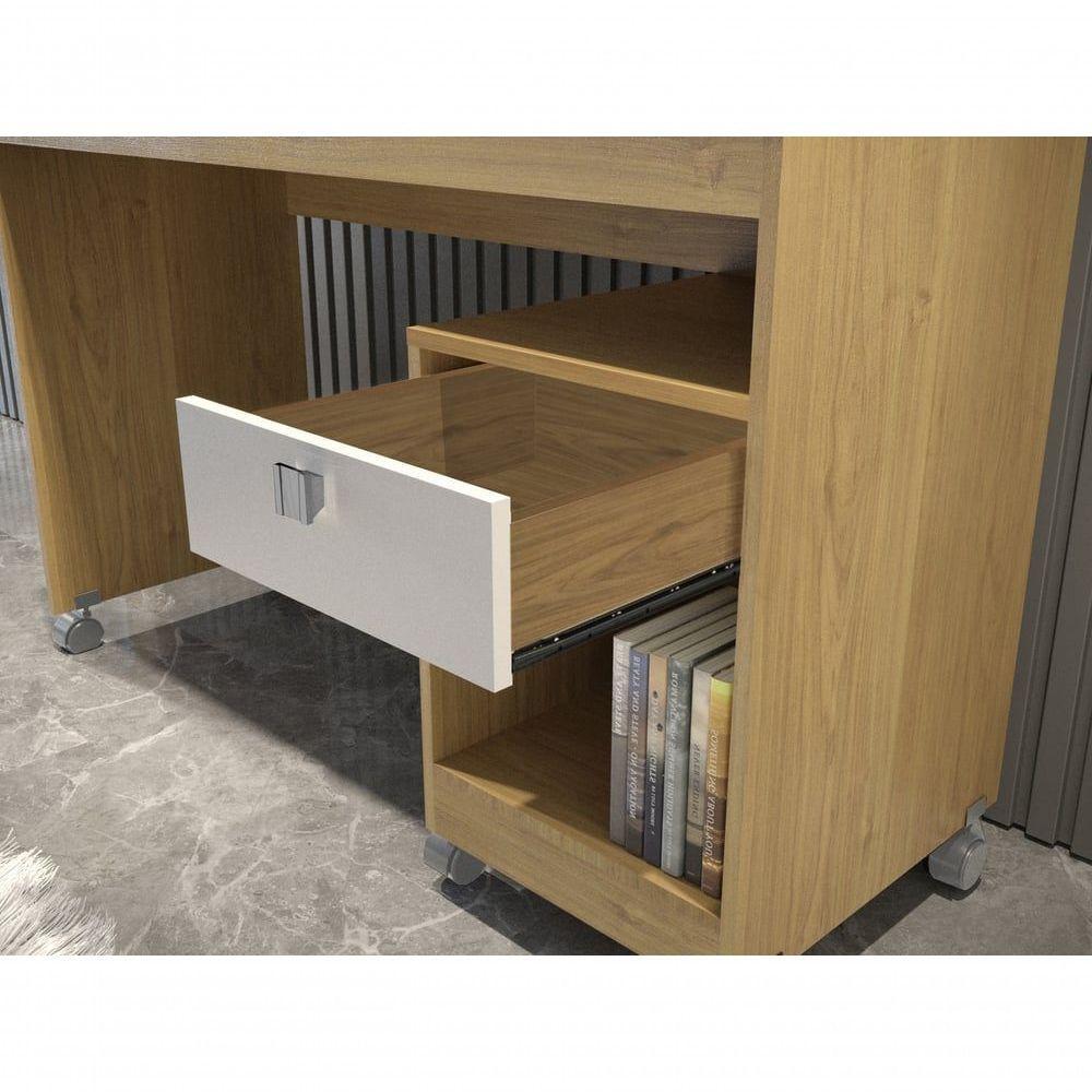 Mesa Para Computador 01 Gaveta Com Rodizio Giga Valdemoveis Cinamomo-off White - 4