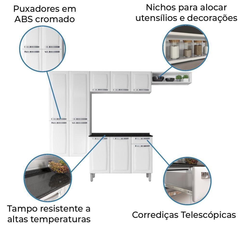 Armário De Cozinha Completa Itatiaia De Aço Com Balcão 10 Portas 1 Gaveta Branco Branco - 2
