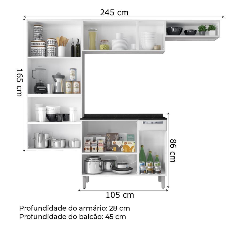 Armário De Cozinha Completa Itatiaia De Aço Com Balcão 10 Portas 1 Gaveta Branco Branco - 3