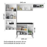 Armário De Cozinha Completa Itatiaia De Aço Com Balcão 10 Portas 1 Gaveta Branco Branco - 3