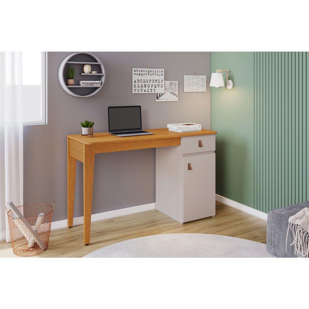 Escrivaninha Mesa De Estudo Helo 1 Gaveta Com 1 Porta Jcm Moveis Cinamomo-off White - 4