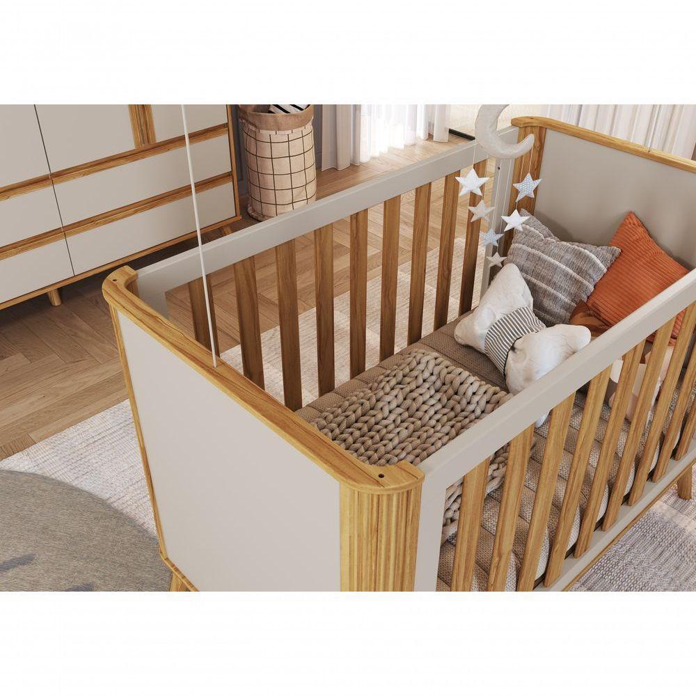 Berço Evolutivo Theo 4 Em 1 - Móveis Peroba Amendoa-off White - 3