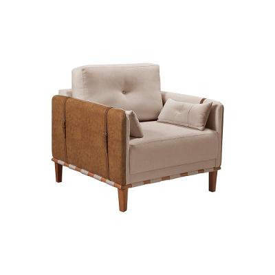 Poltrona Texas Com Capa Couro - Luxo Decor Bege Escuro-couro