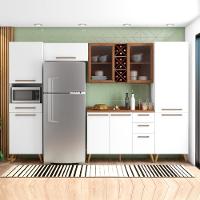 Armário De Cozinha Completa Vidro Reflecta Com Adega 9 Portas 4 Gavetas Favorita Branco / Nature Nature - 2