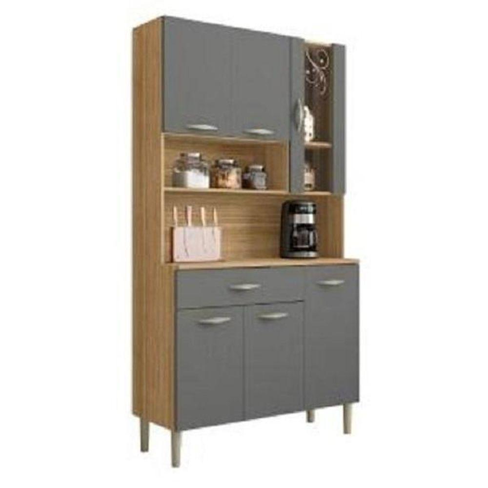 Armário De Cozinha Completa Golden 6 Portas 1 Gaveta Freijó / Grafite Freijo Cinza - 1