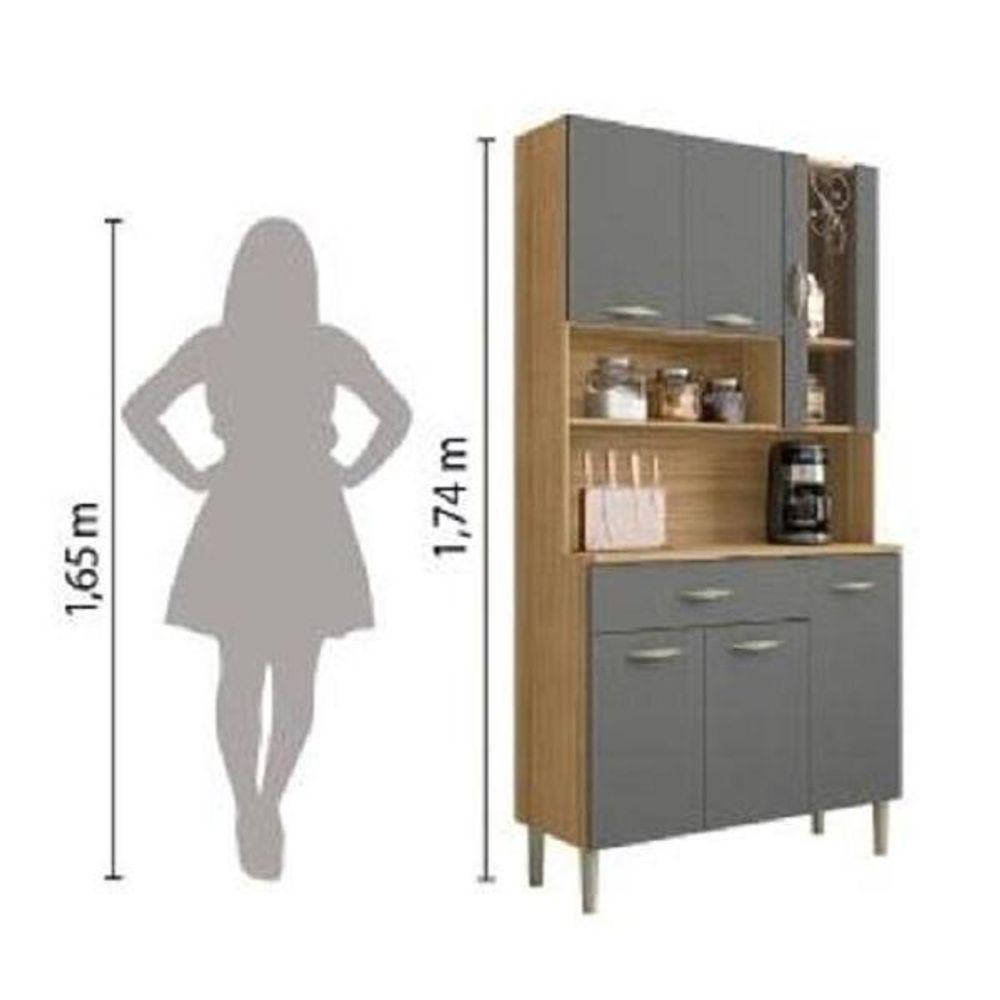 Armário De Cozinha Completa Golden 6 Portas 1 Gaveta Freijó / Grafite Freijo Cinza - 2