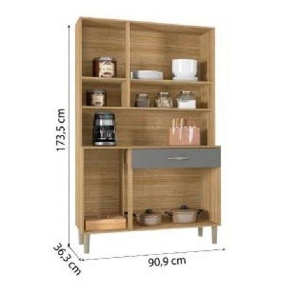 Armário De Cozinha Completa Golden 6 Portas 1 Gaveta Freijó / Grafite Freijo Cinza - 4