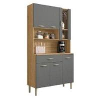 Armário De Cozinha Completa Golden 6 Portas 1 Gaveta Freijó / Grafite Freijo Cinza - 1