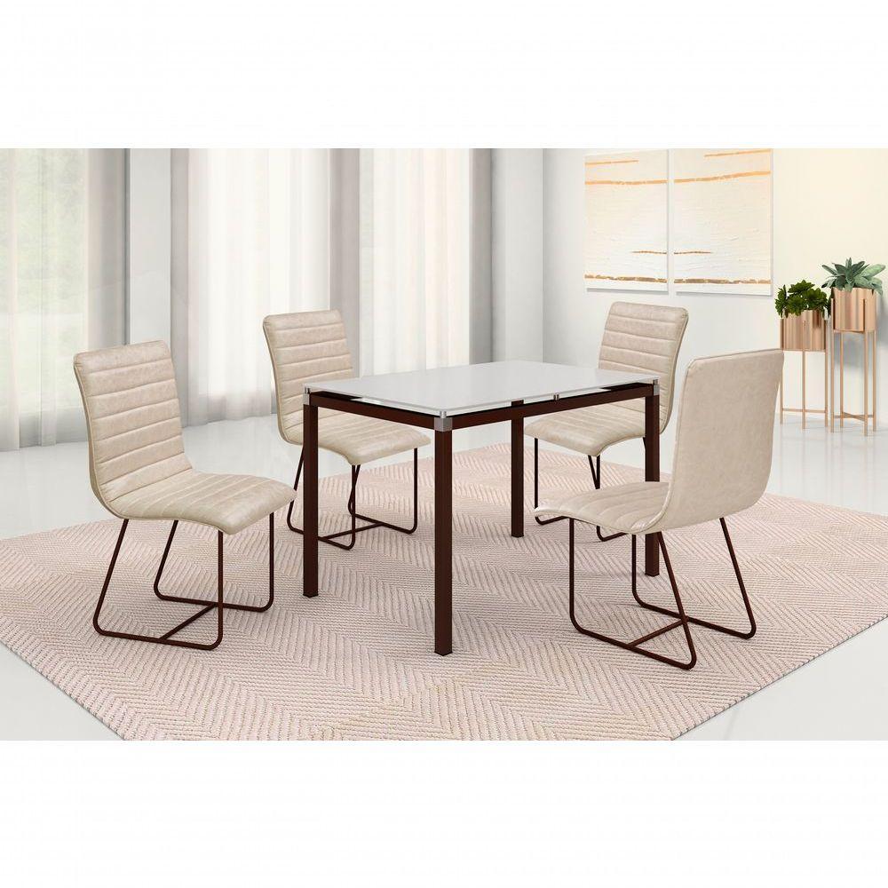 Conjunto Itália Com 4 Cadeiras E Base Tocantins Bm Tubulares Off White-courissimo 133 - 2