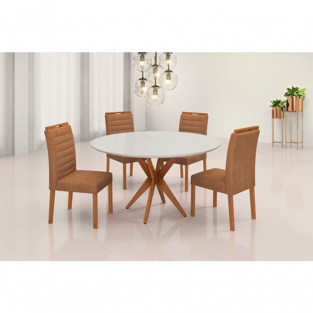 Conjunto Ibiza C- Chapéu Com 4 Cadeiras E Base Sofia Bm Tubulares Off White-boucle 500 - 5