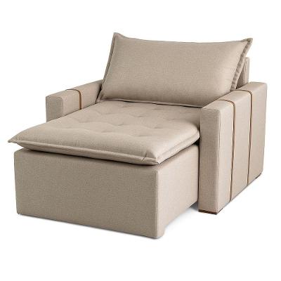 Poltrona Orfeu Decorativa Comfort Premium Revestimento Couro Sintético Bege