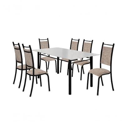 Conjunto Verona 06 Cadeiras Com Base Piauí Bm Tubulares Off White-courino 12