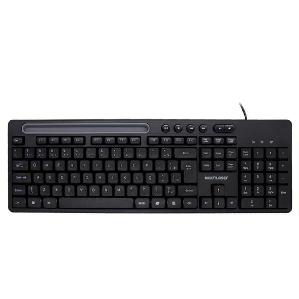 Teclado Multimidia Office Usb Preto Com Apoio Para Smartphone Tc262 - 1