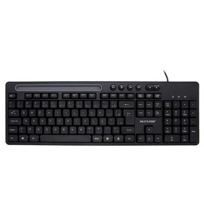 Teclado Multimidia Office Usb Preto Com Apoio Para Smartphone Tc262