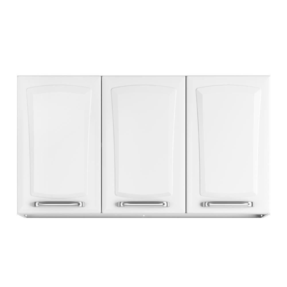 Armário De Cozinha E Lavanderia Com 3 Portas Aéreo Modulo Suspenso Itatiaia Aço Tarsila 0,80m Branco Branco - 1