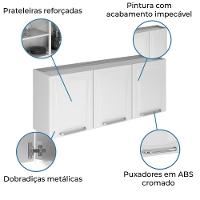 Armário De Cozinha E Lavanderia Com 3 Portas Aéreo Modulo Suspenso Itatiaia Aço Tarsila 0,80m Branco Branco