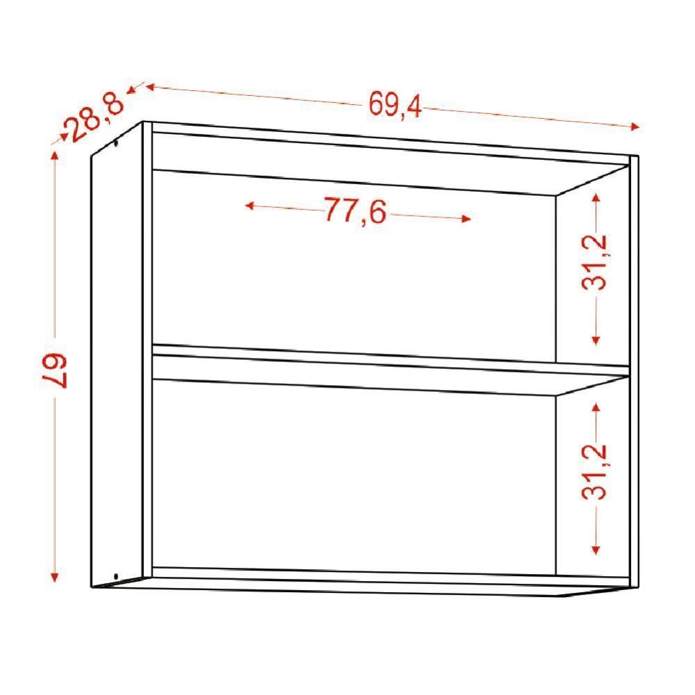 Armário De Cozinha E Lavanderia Com 2 Portas Duplo Aéreo Módulo Suspenso Clara Atacama / Off White Aramóveis Atacama / Off White - 4