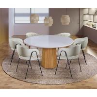 Conjunto De Jantar Siena Com 6 Cadeiras Base Roraima Bm Tubulares Off White-courissimo 133 - 6