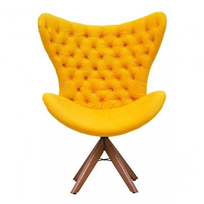 Poltrona Decorativa 1 Lugar Afrodite Suede Capitone Pe Palito Unidecor Amarelo