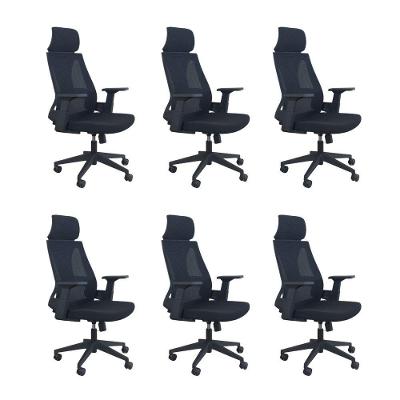 Kit 6 Cadeiras De Escritório Presidente Ergonômica Oficial Corporativa Elite Apoio Nuca