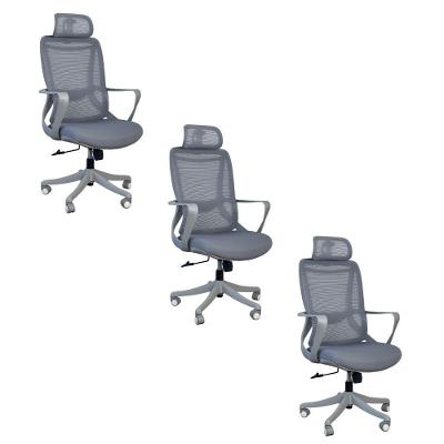 Kit 3 Cadeiras De Escritório Presidente Ergonômica Oficial Corporativa Milão Apoio Nuca