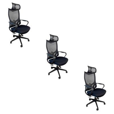 Kit 3 Cadeiras De Escritório Presidente Ergonômica Oficial Corporativa Verona Apoio Nuca