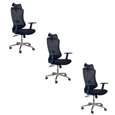 Kit 3 Cadeiras De Escritório Presidente Ergonômica Oficial Corporativa Boss Apoio Nuca
