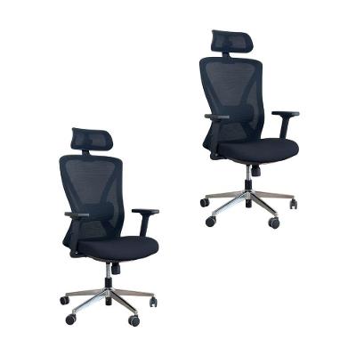 Kit 2 Cadeiras De Escritório Presidente Ergonômica Oficial Corporativa Work Apoio Nuca