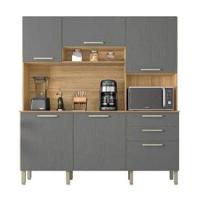 Armário De Cozinha Completa Ferrara 6 Portas 1 Gaveta Freijó / Grafite Freijo Cinza - 1