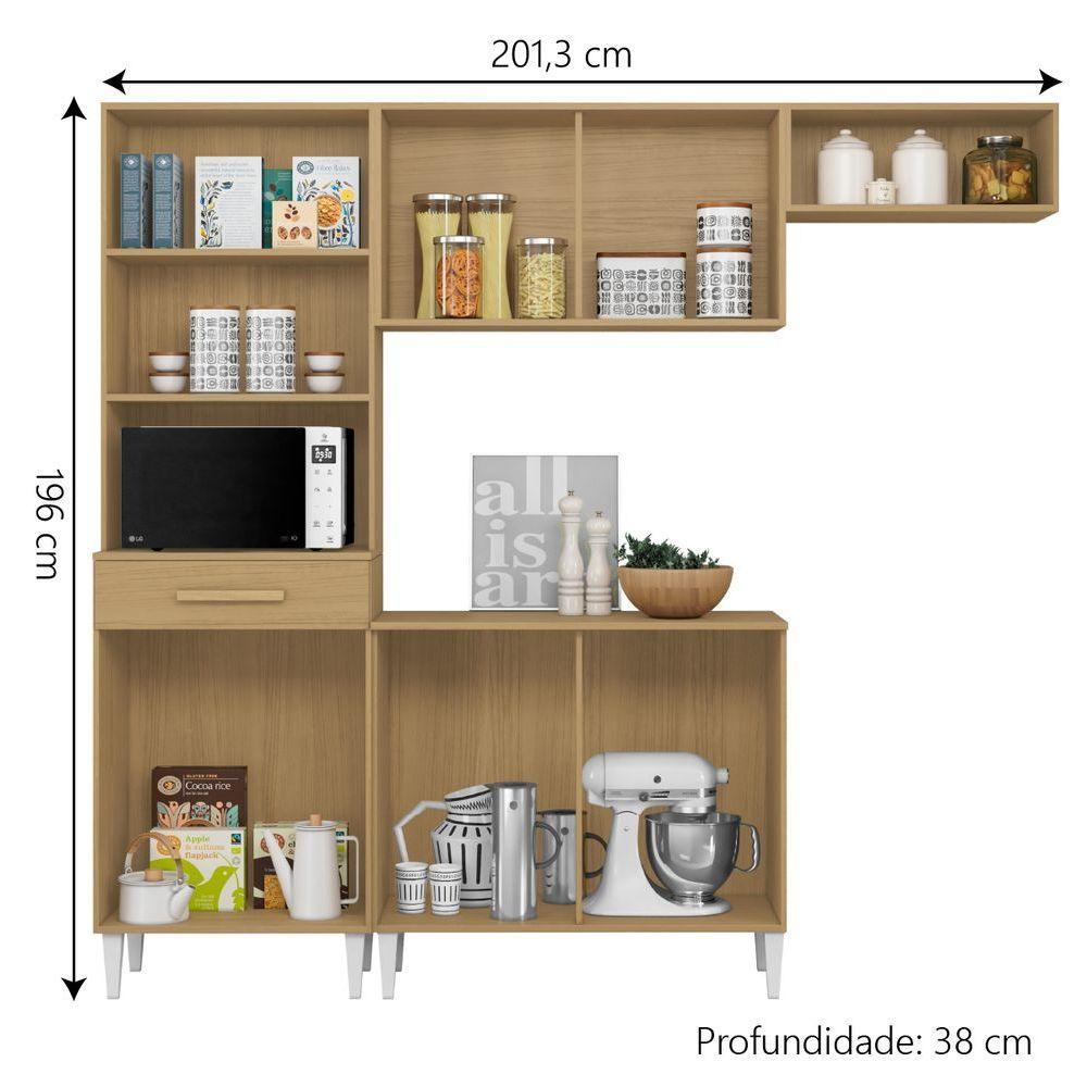Armário De Cozinha Completa Com Balcão 6 Portas 1 Gaveta Atacama / Grafite Isabelle - 3