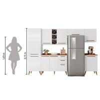 Armário De Cozinha Completa Com Adega 9 Portas 3 Gavetas Favorita Branco/nature Branco Nature