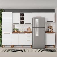 Armário De Cozinha Completa Com Adega 9 Portas 3 Gavetas Favorita Branco/nature Branco Nature - 11