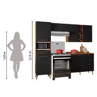 Armário De Cozinha Completa Com Adega 7 Portas 4 Gavetas Favorita Preto/nature Preto Naturale - 2