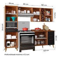 Armário De Cozinha Completa Com Adega 7 Portas 4 Gavetas Favorita Preto/nature Preto Naturale