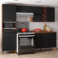 Armário De Cozinha Completa Com Adega 7 Portas 4 Gavetas Favorita Preto/nature Preto Naturale - 5