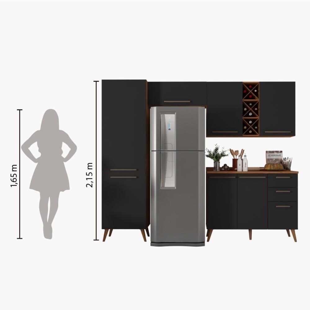 Armário De Cozinha Completa Com Adega 7 Portas 3 Gavetas Favorita Preto/nature Preto Naturale - 2