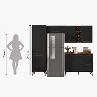 Armário De Cozinha Completa Com Adega 7 Portas 3 Gavetas Favorita Preto/nature Preto Naturale - 2