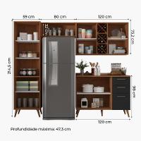 Armário De Cozinha Completa Com Adega 7 Portas 3 Gavetas Favorita Preto/nature Preto Naturale