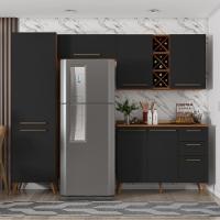 Armário De Cozinha Completa Com Adega 7 Portas 3 Gavetas Favorita Preto/nature Preto Naturale - 5