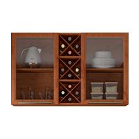 Armário De Cozinha Aéreo Triplo 1,20m Com Vidro Reflecta E Adega Favorita Nature Nature - 1