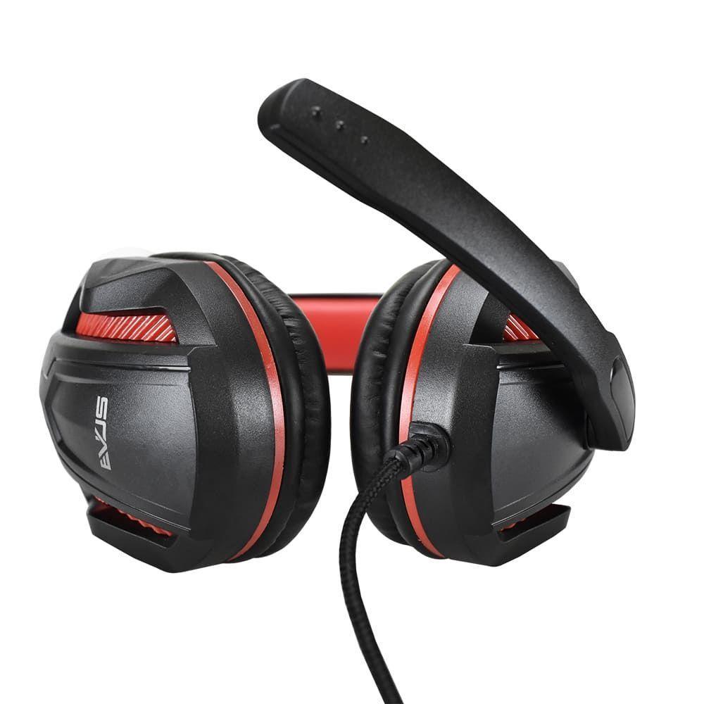 Fone De Ouvido Evus Pc Gamer F-02 2 Conectores P2 Preto- Vermelho - 1