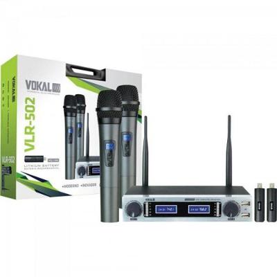 Microfone De Mao Duplo Vlr-502 Cromado Vokal