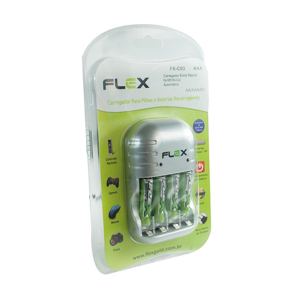 Carregador De Pilha Flex Para 4 Pilhas A. Stop Com Inmetro - 2