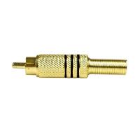 Plug Rca Gold Evus Com Mola Listras Pretas Macho C-072 - 2