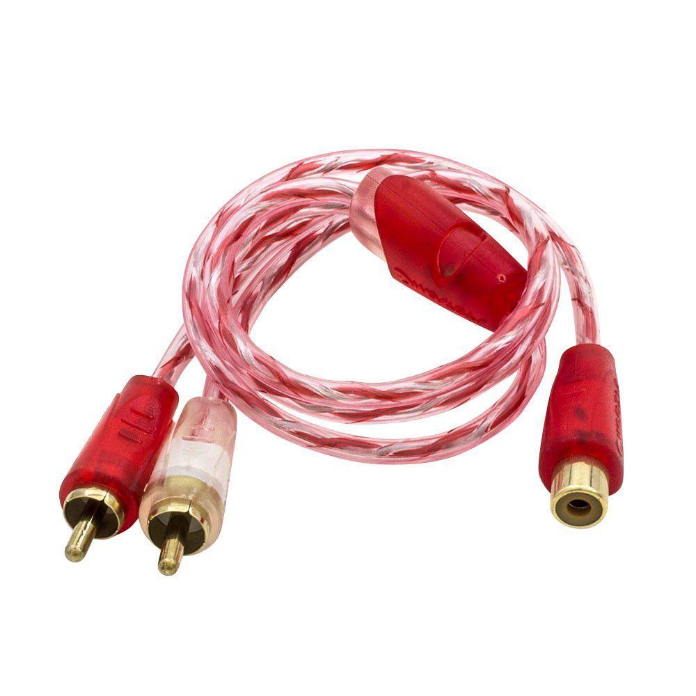 Cabo De Som Automotivo 2 Rca (m) X 1 Rca (f) 40 Cm Bronze Cristal Stetsom - 1