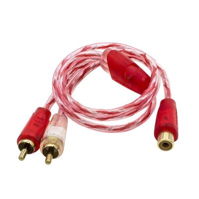 Cabo De Som Automotivo 2 Rca (m) X 1 Rca (f) 40 Cm Bronze Cristal Stetsom