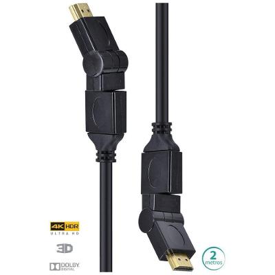 Cabo Hdmi 2.0 4k Ultra Hd 3d Conexao Ethernet Conectores 360o 2 Metros - 29254